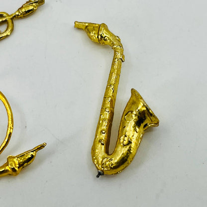 VTG Celluloid Tiny Brass Instrument Charms Trumpet Saxophone French Horn 1” SB1