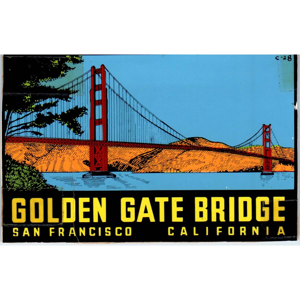 1960s Golden Gate Bridge San Francisco CA Travel Souvenir Decal Sticker 2.75x4 SE4