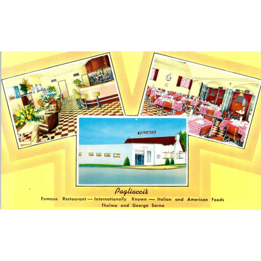 Pagliacci's Restaurant Thelma & George Sano Denver CO Original Postcard TK1-29