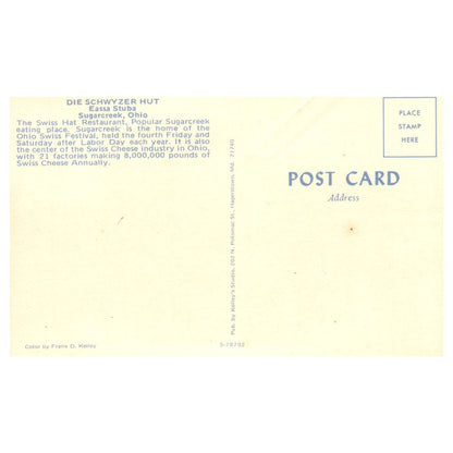 Vintage Postcard - Die Schwyzer Hut Eassa Stuba Sugarcreek Ohio AD9