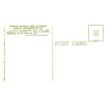 Vintage Postcard - Yosemite National Park California Transportation Bus TJ7-1