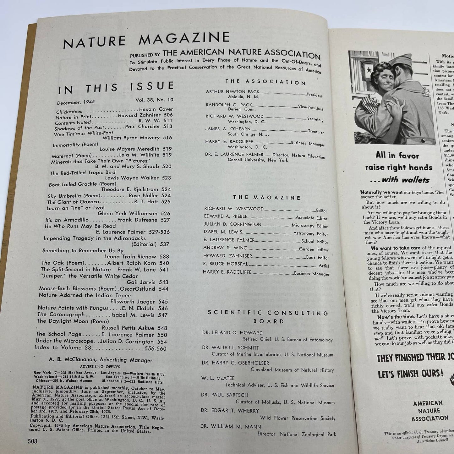 Nature Magazine Dec 1945 - Chickadees Hexom The Red Tailed Tropic Bird TC1