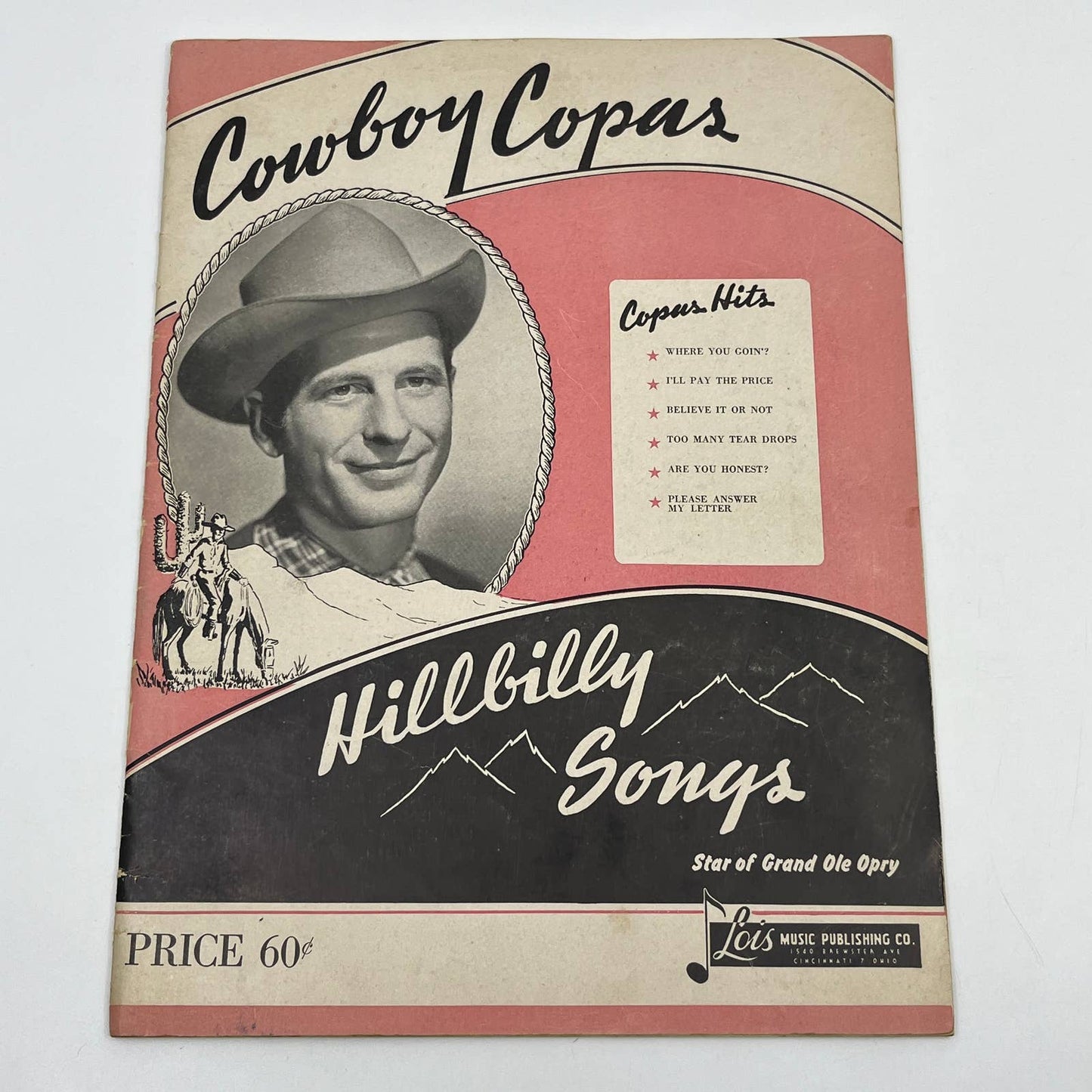 1947 COWBOY COPAS Hillbilly Songs Grand Ole Opry Lois Music TG4-1