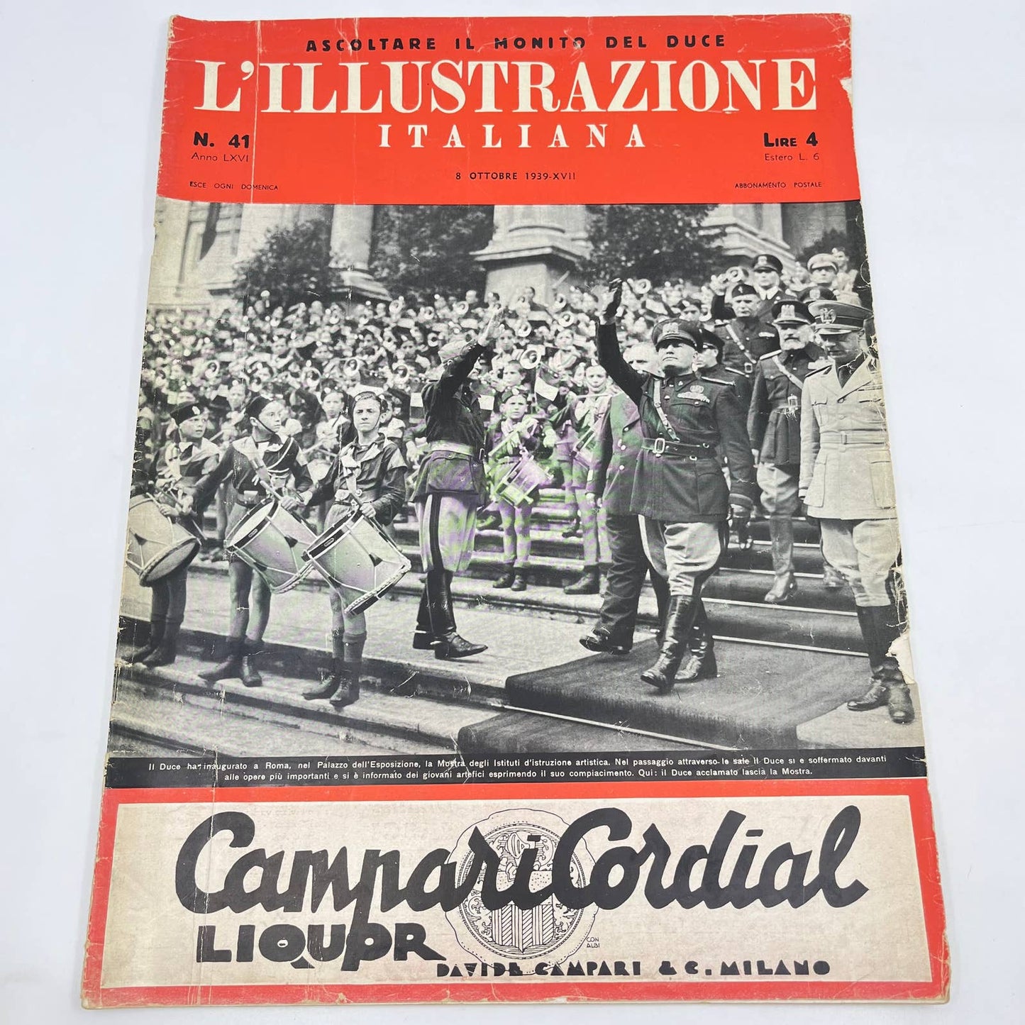 WWII L'ILLUSTRAZIONE ITALIANA October 1939 Mussolini Cover Italian FL3