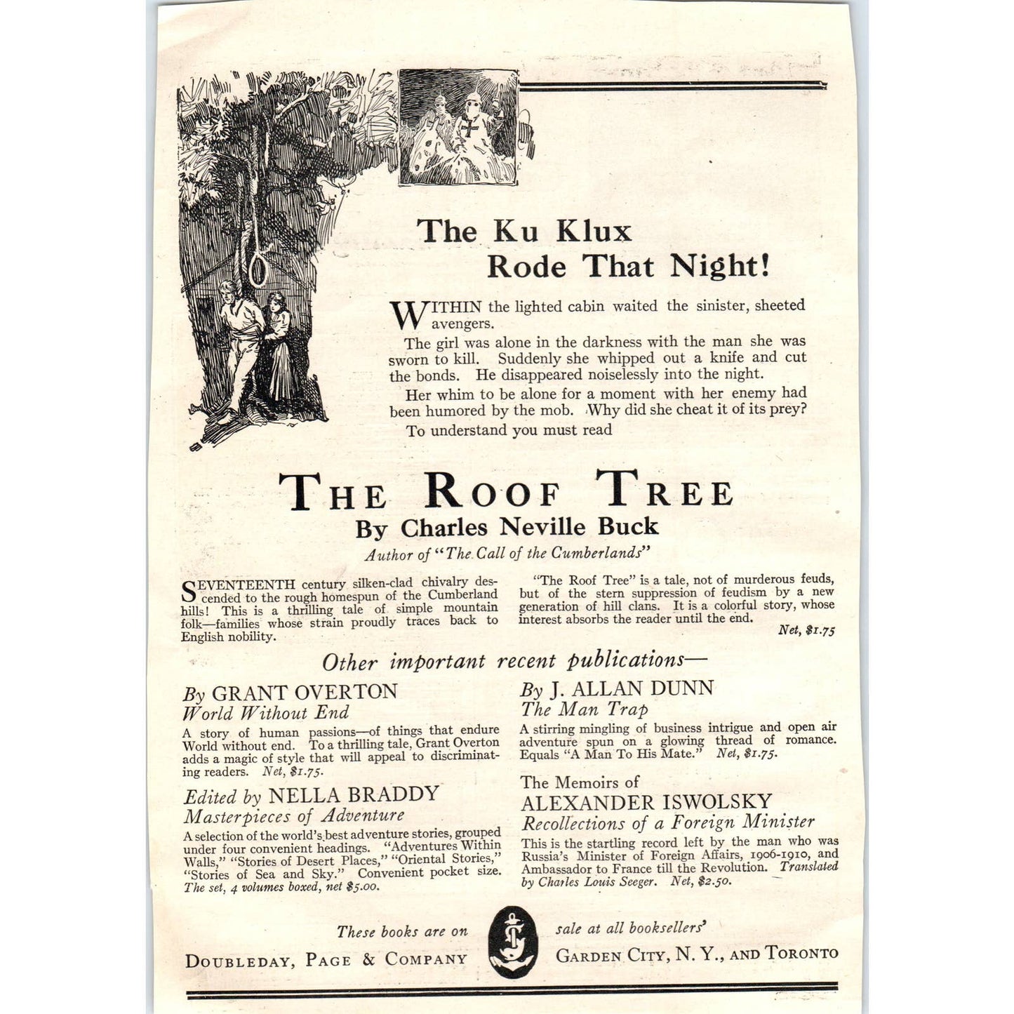 c1920 Harper's Magazine Ad - The Roof Tree by Charles Neville Buck TF6-1