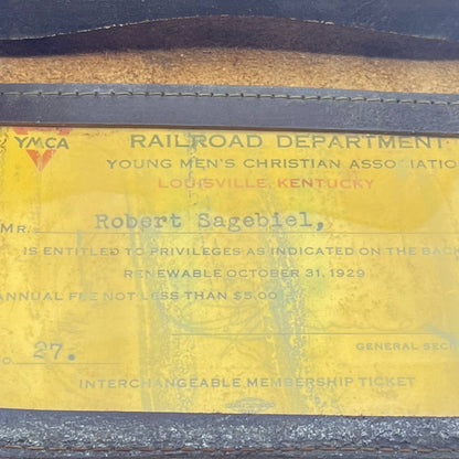 1929 L&M RR Railroad YMCA Leather Wallet Card Holder Louisville Kentucky SC7