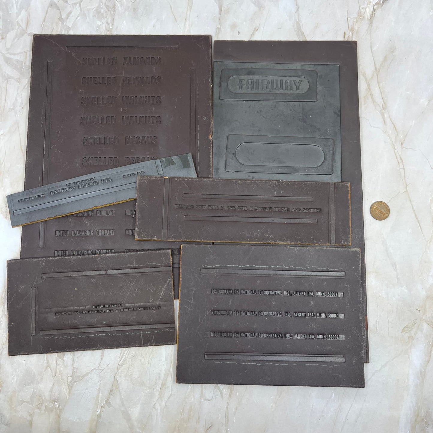 Vtg Newspaper Ad Printing Plate Flong Set of 6 MN Duluth Albert Lea TC9-3