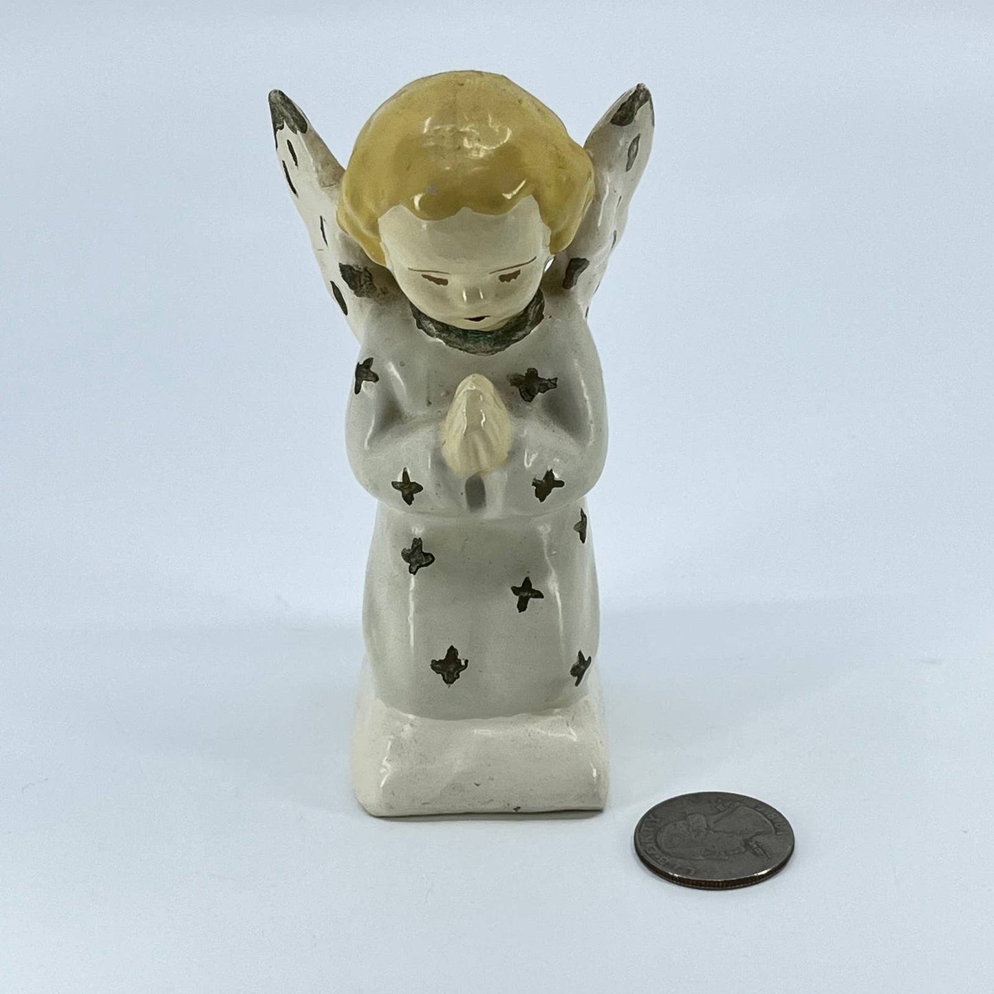 1952 Hand Painted Ceramic Praying Angel Child Cherub 4” TE3
