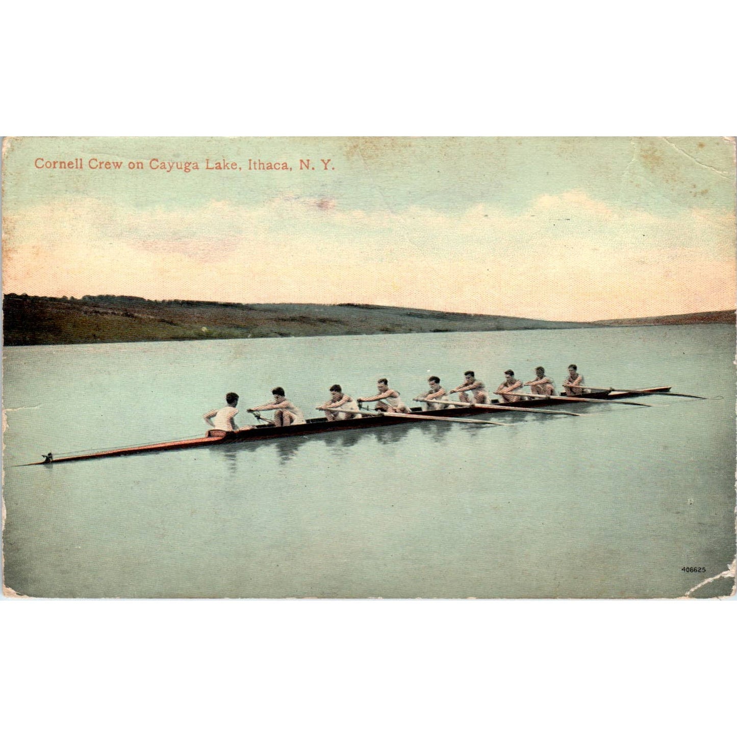 Cornell Rowing Crew Cayuga Lake Ithaca NY 1915 Original Postcard TK1-23