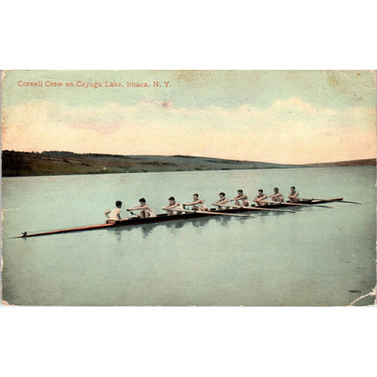 Cornell Rowing Crew Cayuga Lake Ithaca NY 1915 Original Postcard TK1-23