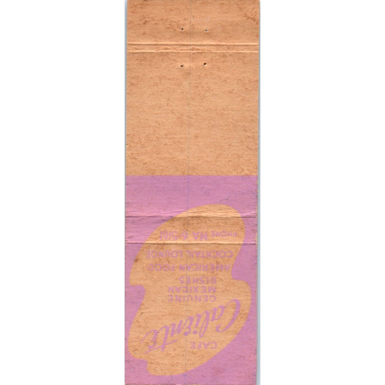 Cafe Caliente Los Angeles CA Advertising Matchbook Cover SA9-M8