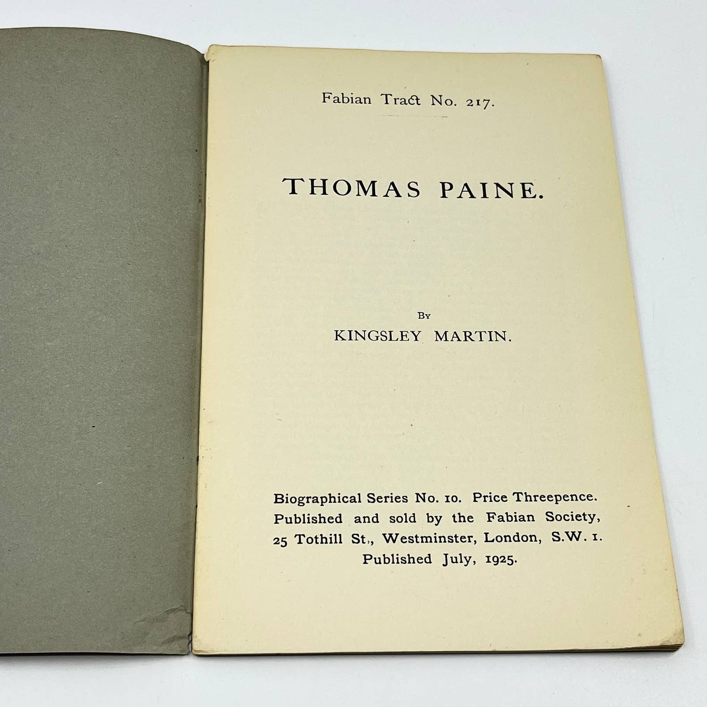 1925 THOMAS PAINE Biographical Series Fabian Tract No. 217 London TE2