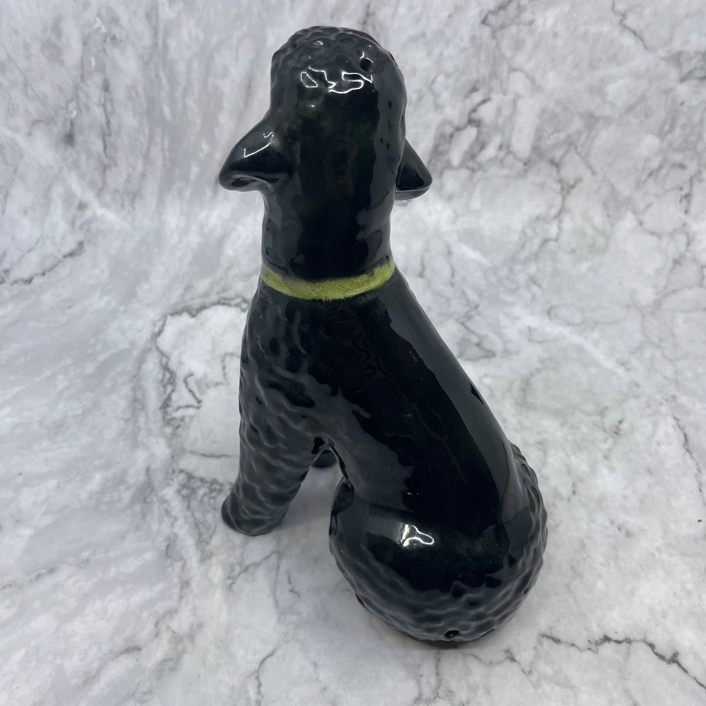 Vintage MCM Large Black Poodle Figurine Porcelain 9" TI8