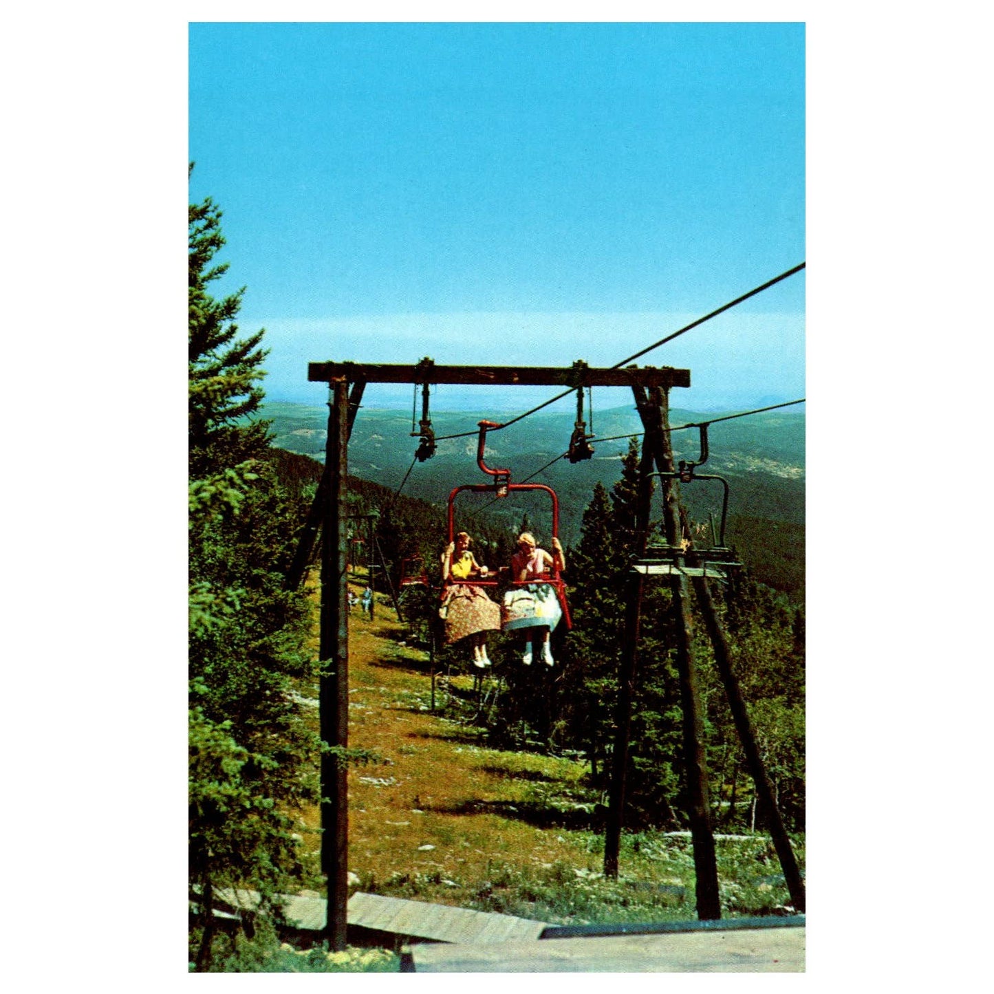 Vintage Postcard Terry Peak Chair Lift Near Lead and Deadwood South Dakota TJ7-1