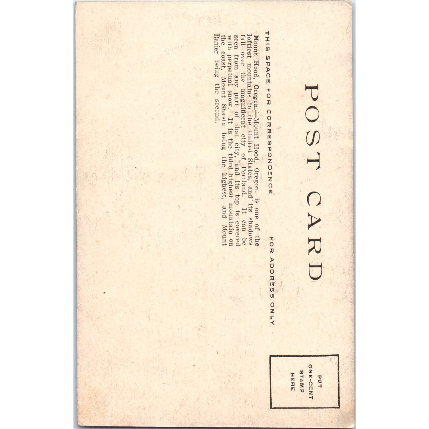 Mount Hood Oregon c1910 Original Postcard TK1-27