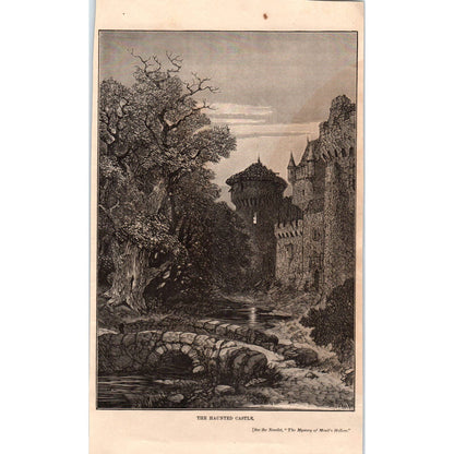 1878 Victorian Engraving - The Haunted Castle From Mystery of Monk's Hollow SF2