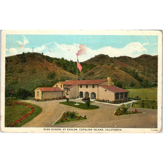 High School at Avalon Catalina California c1910 Original Postcard TK1-P20