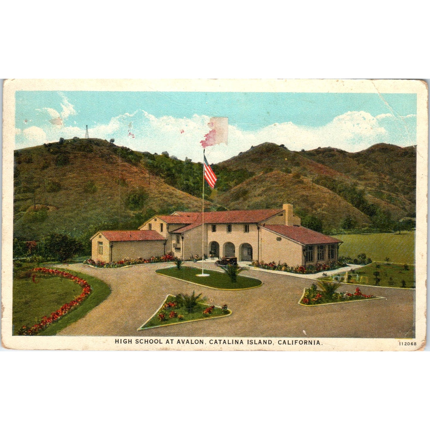 High School at Avalon Catalina California c1910 Original Postcard P1-15