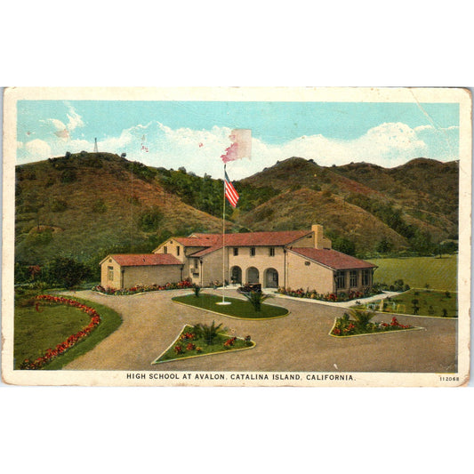 High School at Avalon Catalina California c1910 Original Postcard P1-15