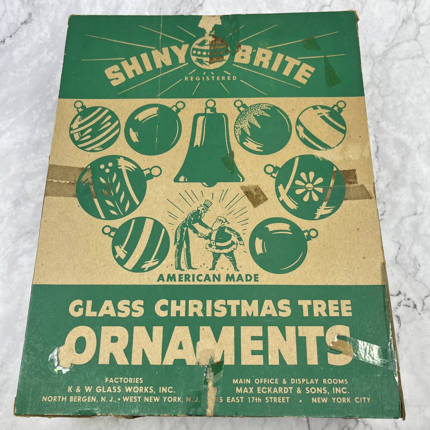 Shiny Brite 12 Vintage Mercury Glass Ornaments w/ Original Box Silver New Jersey