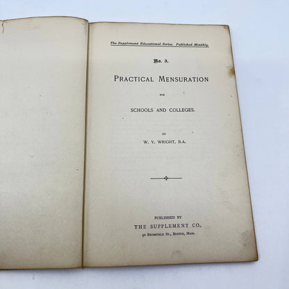 1887 Practical Mensuration for Schools & Colleges Wright Delands Appleton WI TF7