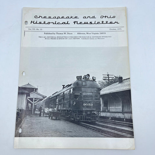 1975 Oct Chesapeake and Ohio Historical Newsletter C&O RR Thomas Dixon WV M1-2