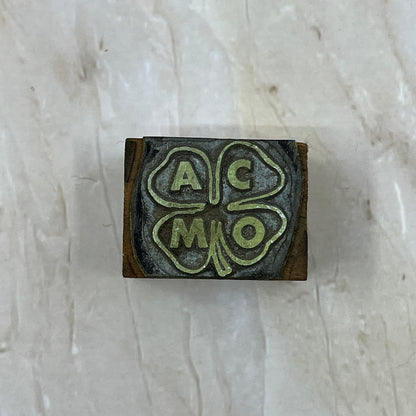Vintage Letterpress Printers Block Plate AMCO 4 Leaf Clover SC8