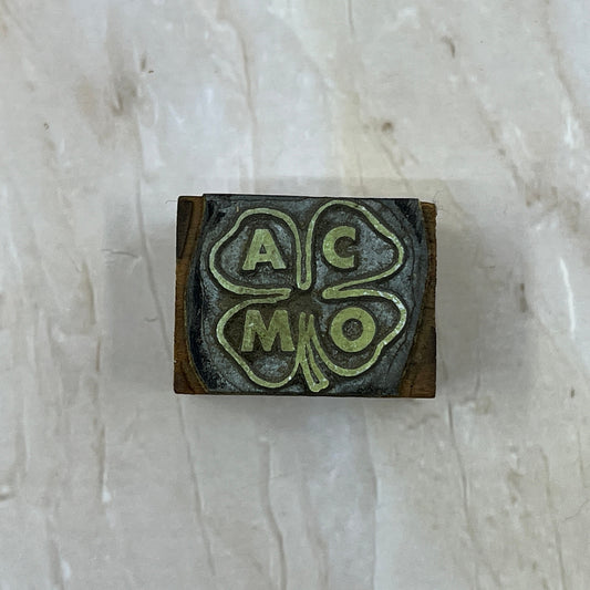 Vintage Letterpress Printers Block Plate AMCO 4 Leaf Clover SC8