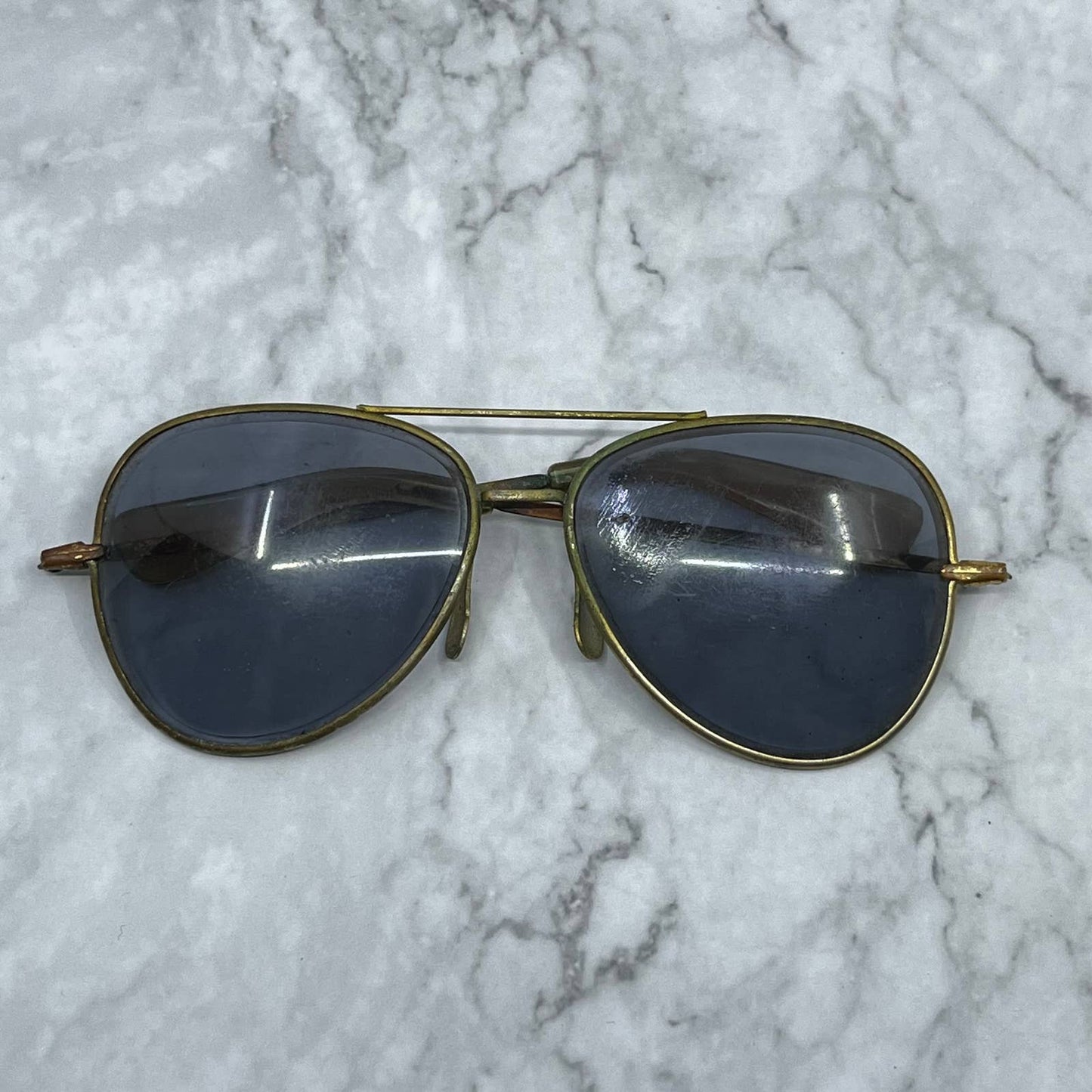 Vintage Solid Brass Aviator Sunglasses 5” TA9