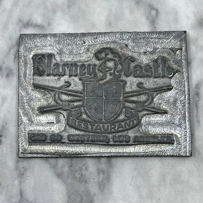 Vintage Printers Block Plate Blarney Castle Restaurant West Los Angeles TJ51