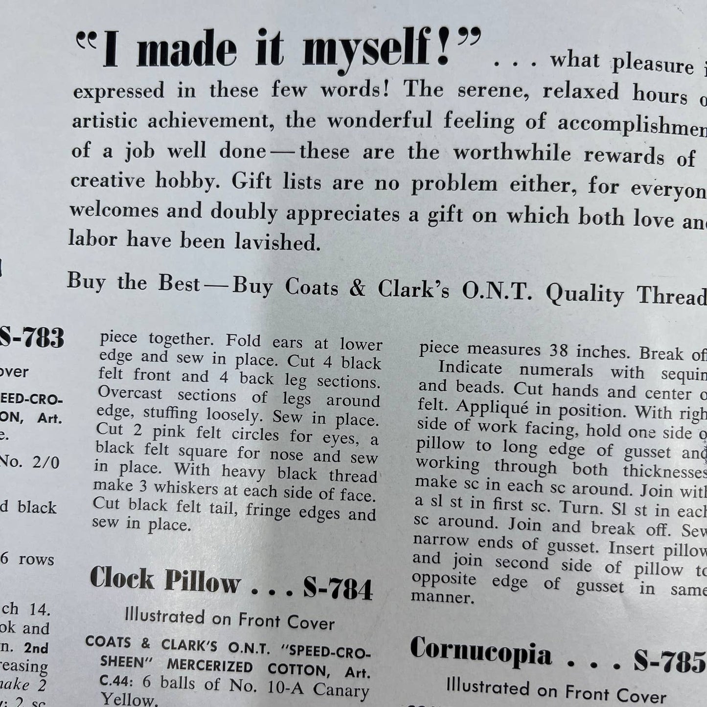 1955 Coats & Clarks Quick to Make Gifts Magazine Animals Hats Placemats TH7