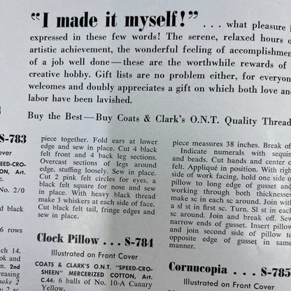 1955 Coats & Clarks Quick to Make Gifts Magazine Animals Hats Placemats TH7