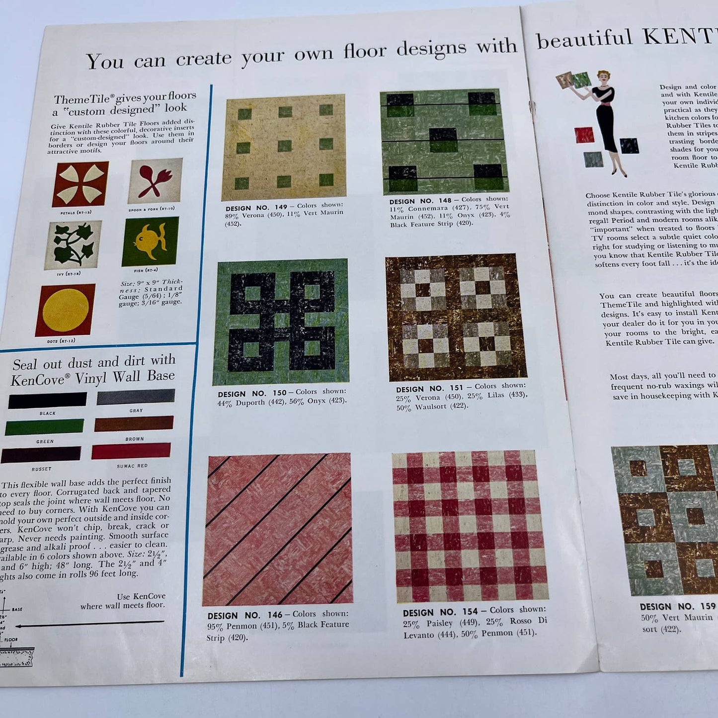 1957 MCM Kentile Floors Rubber Tile Advertising Booklet Brochure TH7