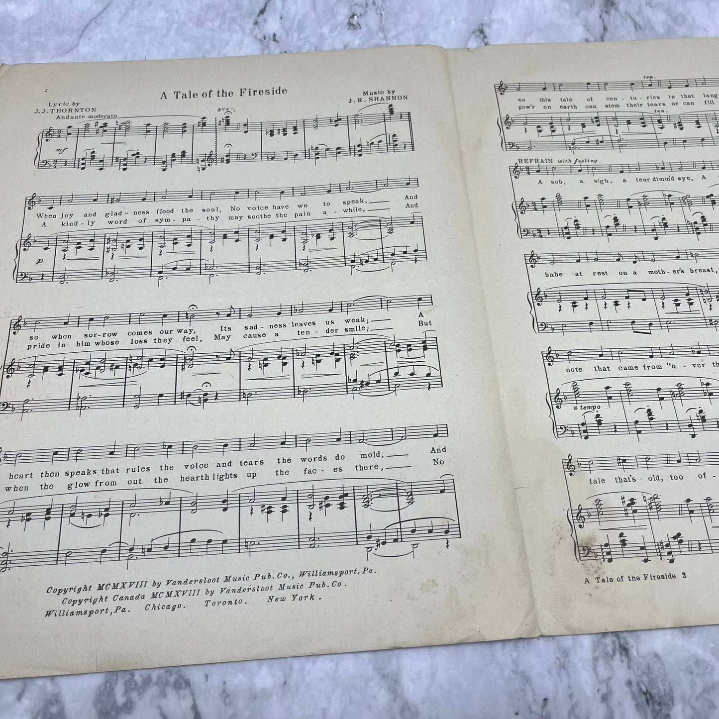 Tale Of Fireside 1918 World War I Soldier Sheet Music Piano Thornton Shannon TJ4