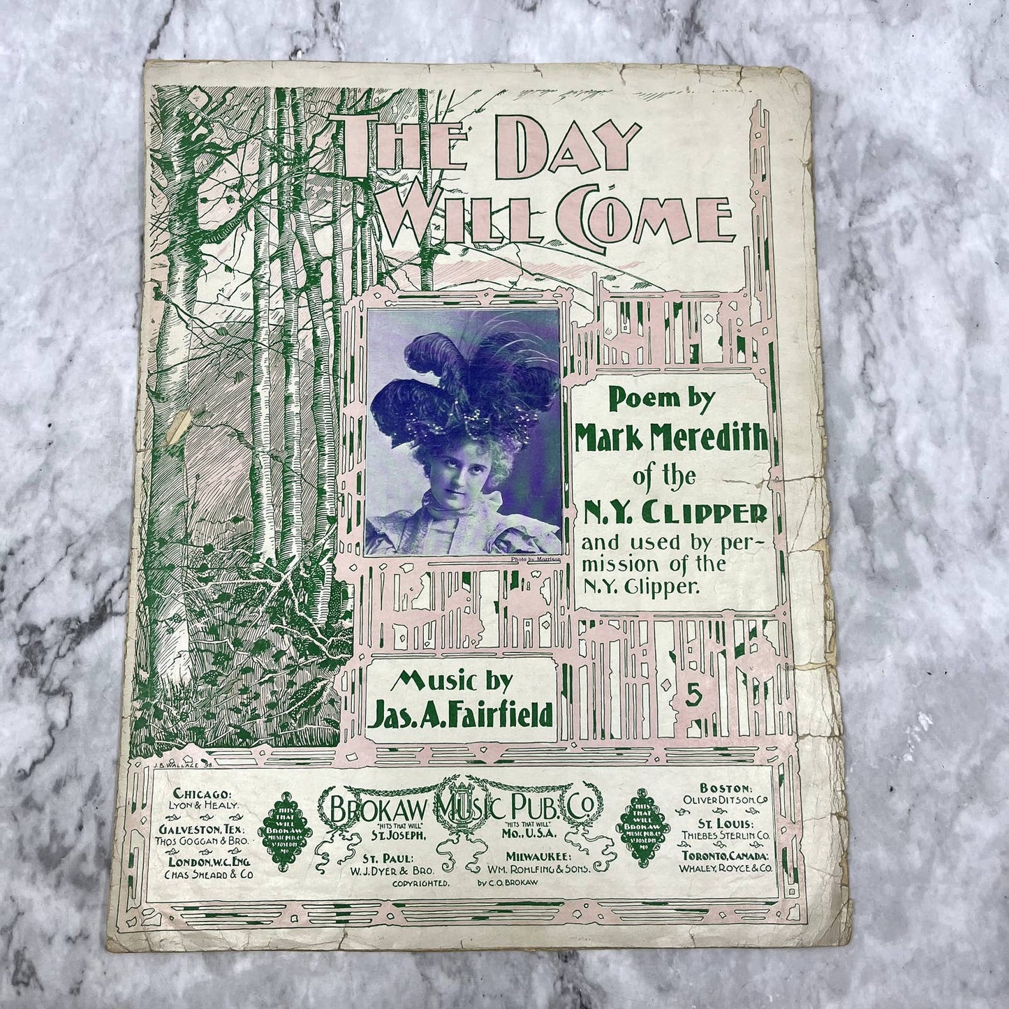 The Day Will Come Jas. A. Fairfield NY Clipper 1898 Sheet Music TK2-SM