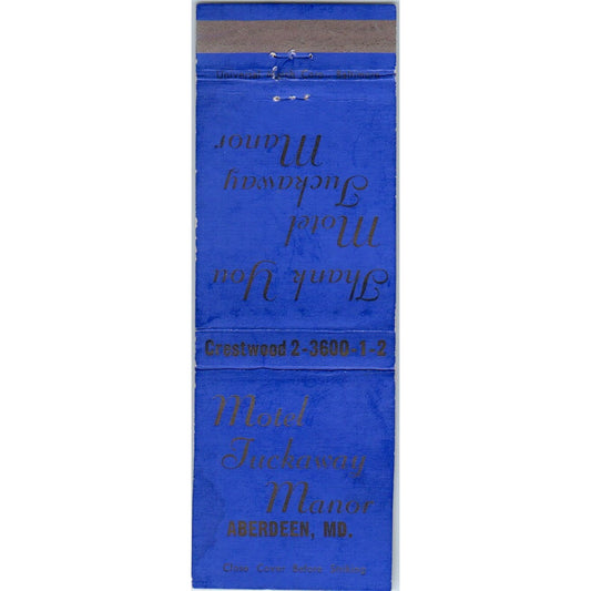 Motel Tuckaway Manor Aberdeen MD Advertising Matchbook Cover MM9-9
