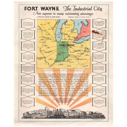 1927 E.F. Brinkman Co. Outdoor Advertising Memo Map Leaflet Fort Wayne IN AD8