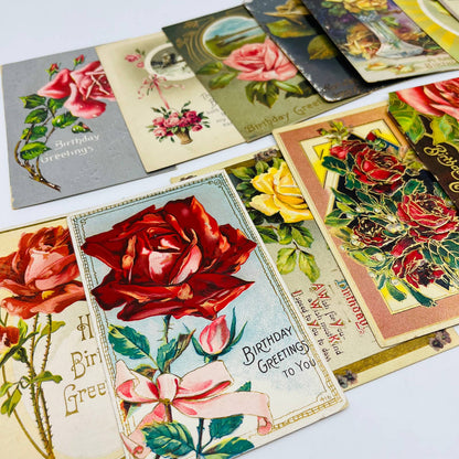 1910s Birthday Post Card Lot of 20 Embossed ALL FEATURING ROSES Floral TD1-RB