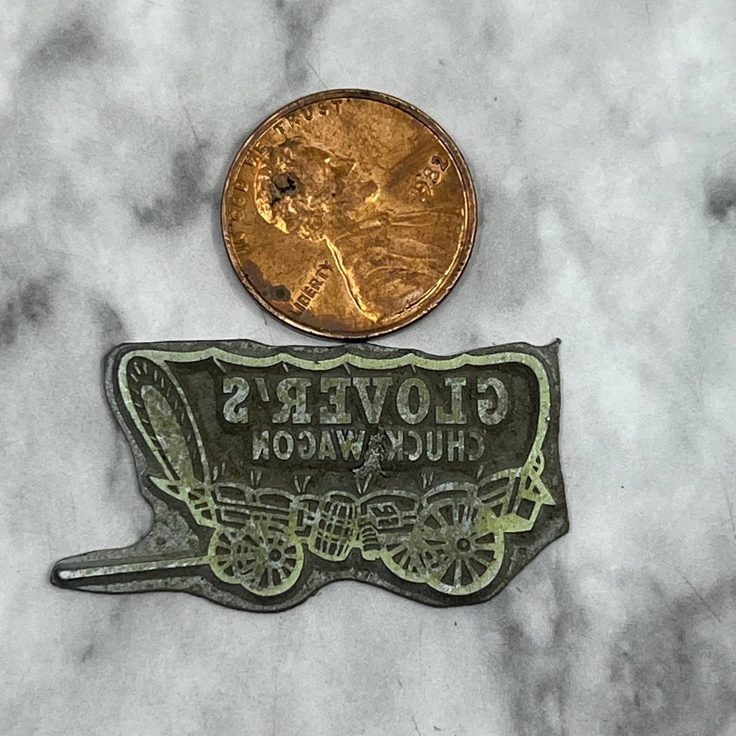 Vintage Printing Letterpress Printers Block Plate Glover’s Chuck Wagon TJ57
