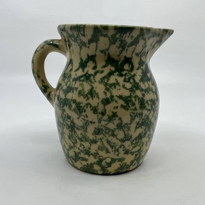 Robinson Ransbottom Green Spongeware Pitcher RRP Roseville 1 Pt 4.5” TH5-1