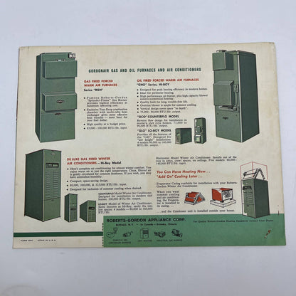 1950s Gordonair Gas and Oil Furnaces and Air Conditioners Advertising Leafet AC8