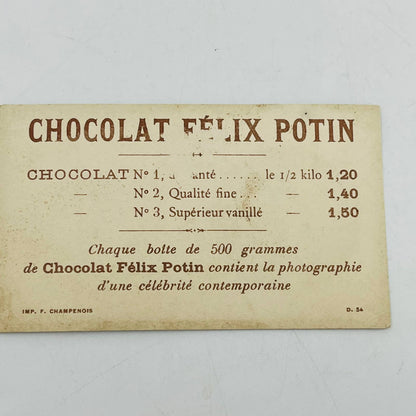 Victorian 1800s French Trade Card Chefs Cook Chocolate Chocolat Félix Potin AA2