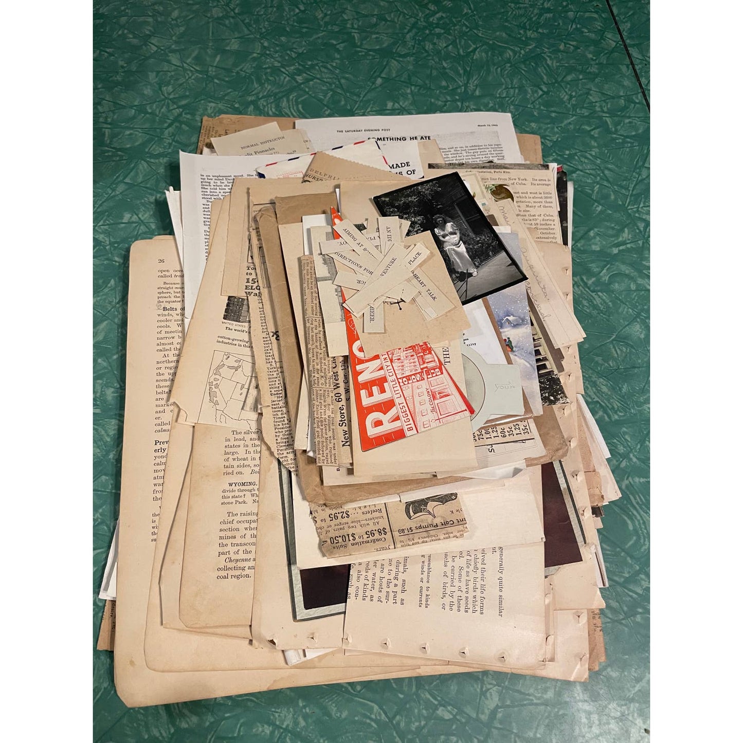 Vintage/Antique Junk Journal Crafting Lot - Approx 2 Lbs - Over 100 Pcs