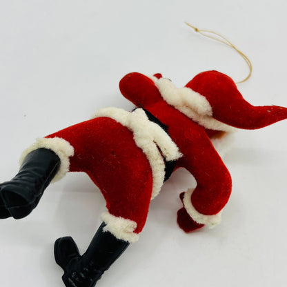Vintage Celluloid Felt Flocked Santa Claus Christmas Tree Ornament 5" TH9