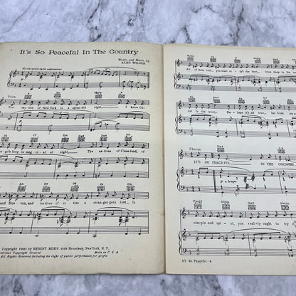 It's So Peaceful In The Country Alec Wilder Mildred Bailey 1941 Sheet Music V41-2