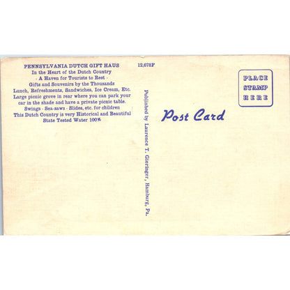 Vintage Postcard Pennsylvania Dutch Gift Haus Hamburg PA TD9-P1
