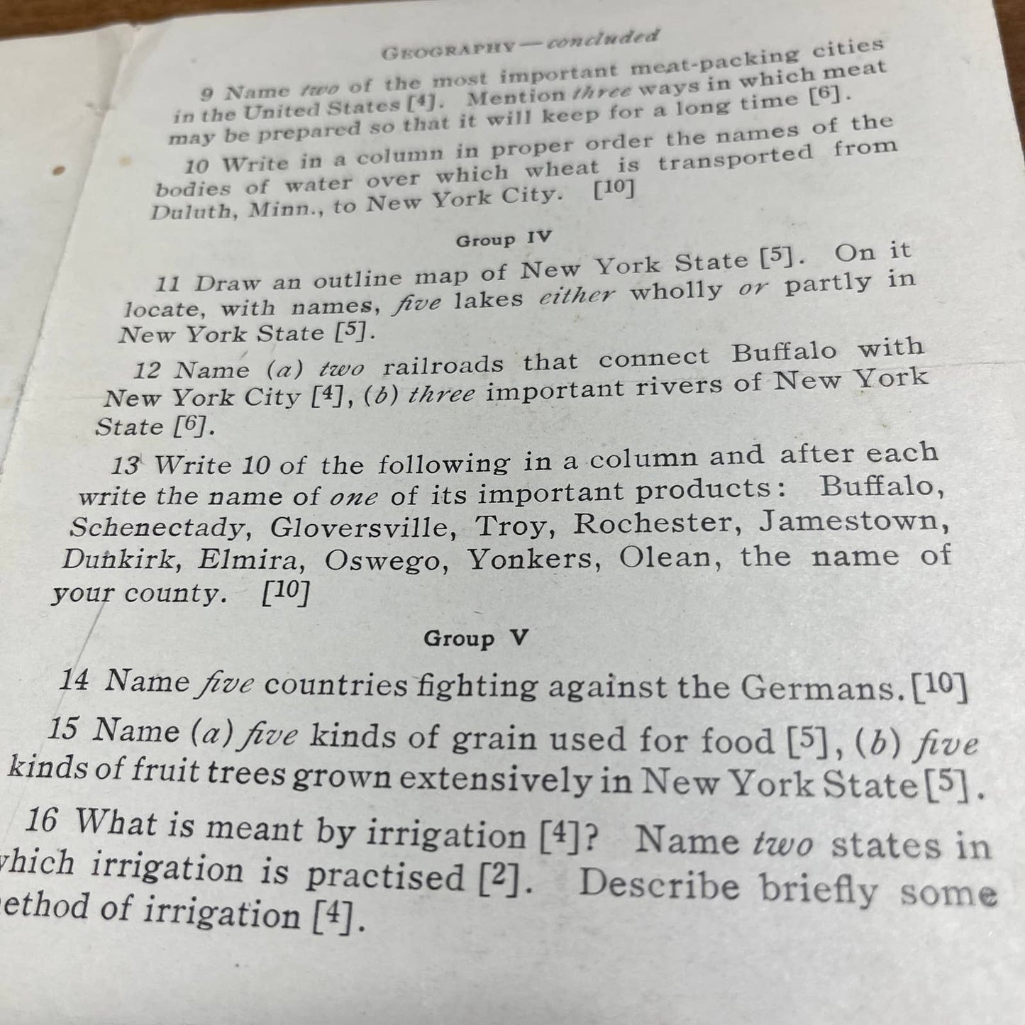 1918 University of the State of New York NYU 219th High School Geography Test A7