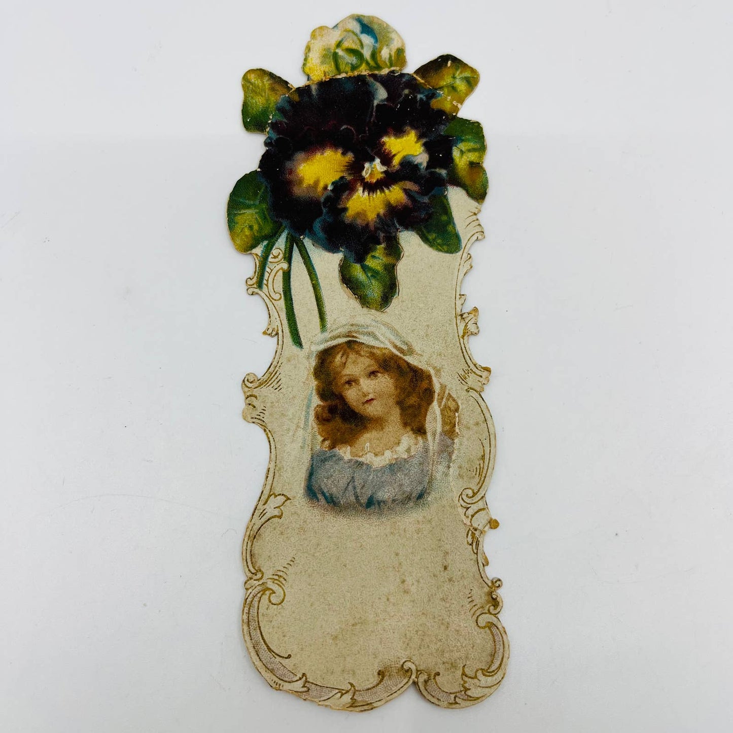 1880s Die Cut Victorian Bookmark Floral Batavia Pure Good Foods AA2