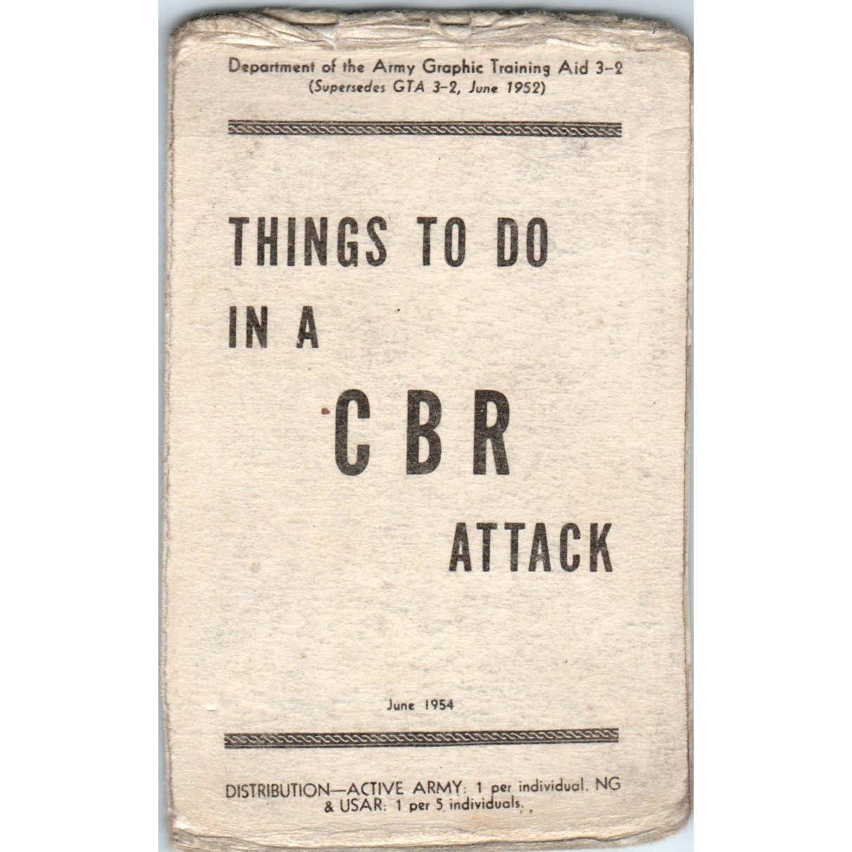 1954 Things To Do In a CBR Attack Dept. Of Army Pocket Card EA3