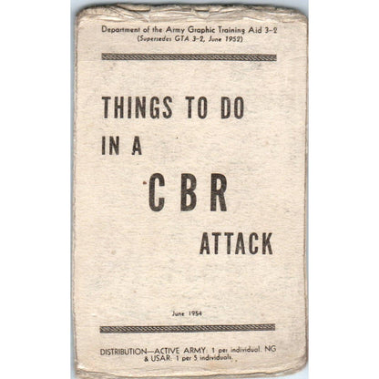 1954 Things To Do In a CBR Attack Dept. Of Army Pocket Card EA3